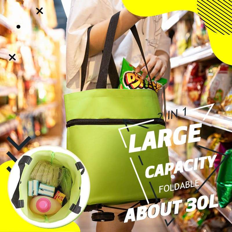 🔥🔥Last Day Promotion Only £11.99 ‼️🛒2-in-1 Foldable Shopping Cart✨Portable Lightweight Grocery Trolley
