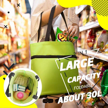 🔥🔥Last Day Promotion Only £11.99 ‼️🛒2-in-1 Foldable Shopping Cart✨Portable Lightweight Grocery Trolley
