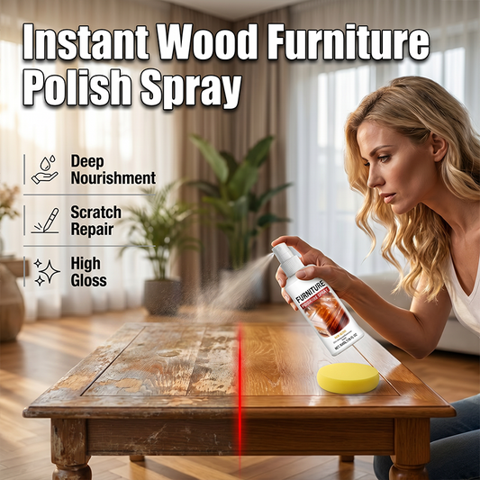 💎Furniture Polish Spray – Instantly restores wood shine, nourishes & protects. Includes soft sponge. Brings old furniture back to life! 💫🛋️