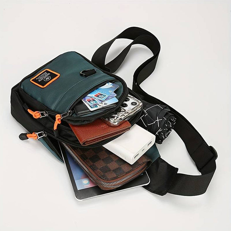 🎒50% RABATT! Vanntett skulderveske med flere lommer & hodetelefonutgang