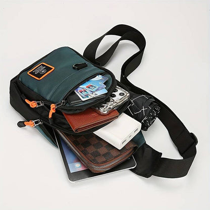 🎒50% RABATT! Vanntett skulderveske med flere lommer & hodetelefonutgang