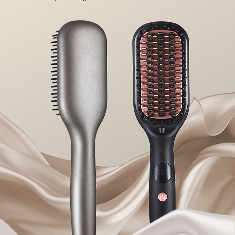 Negative Ion Hair Straightener Brush with LCD Display