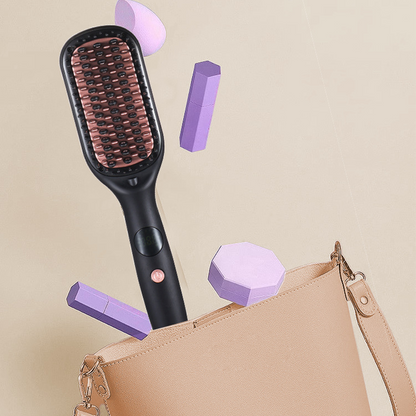 Negative Ion Hair Straightener Brush with LCD Display