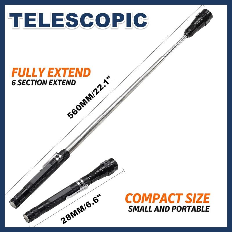 🔦 Multifunction Telescopic Magnetic Flashlight | 50% OFF 🔥 360° Flexible Neck, Durable Alloy, Repair Tool, and Ideal Gift