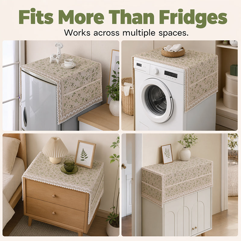 💖LAST DAY SALE!!💖✨Cotton Linen Refrigerator Dust Cover with Pockets