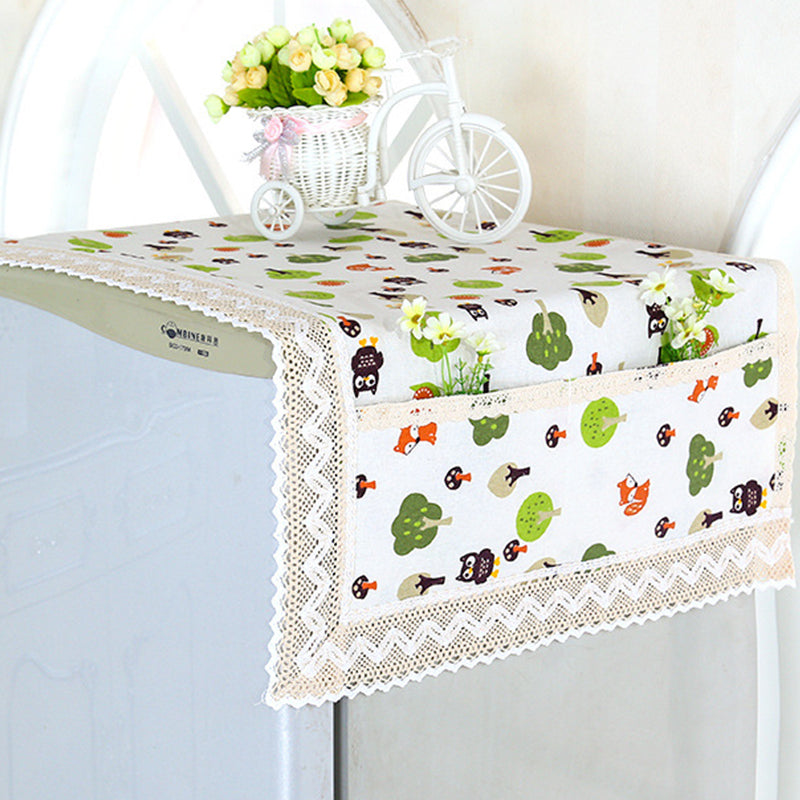 💖LAST DAY SALE!!💖✨Cotton Linen Refrigerator Dust Cover with Pockets