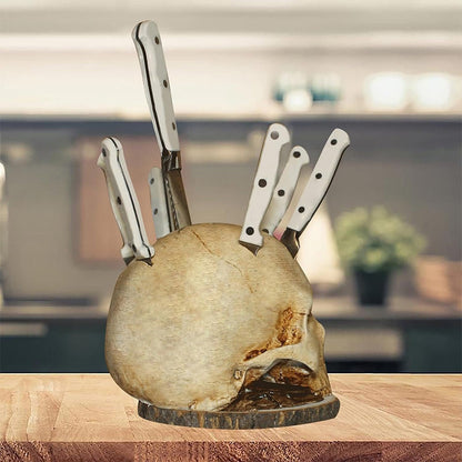 Creative skull-shaped knife holder made of resin