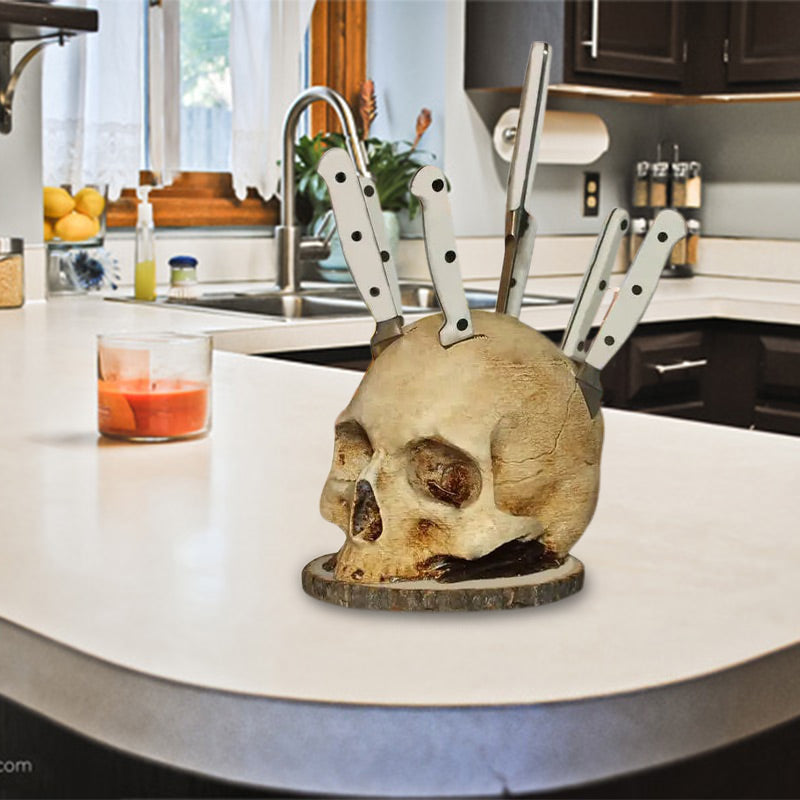 Creative skull-shaped knife holder made of resin