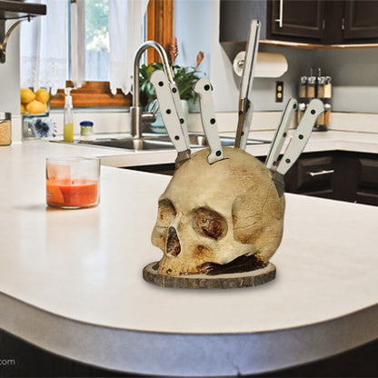 Creative skull-shaped knife holder made of resin