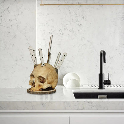 Creative skull-shaped knife holder made of resin
