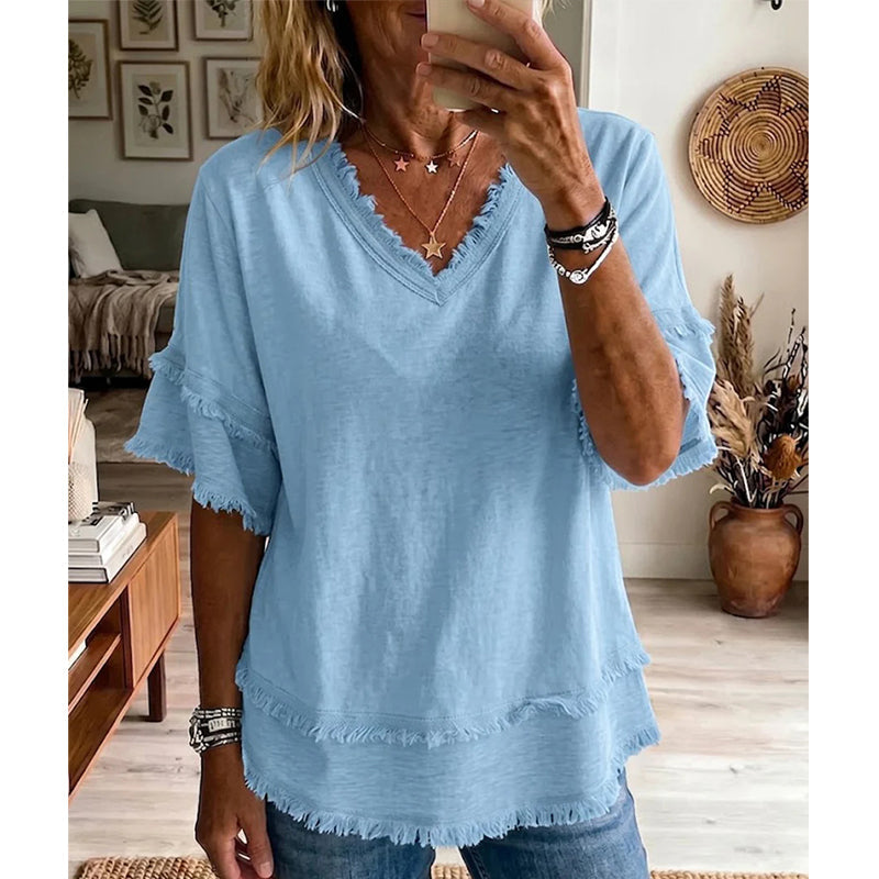 🧥 Women's V-Neck Casual Short Sleeve Top