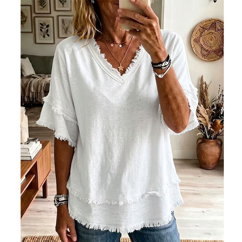 🧥 Women's V-Neck Casual Short Sleeve Top