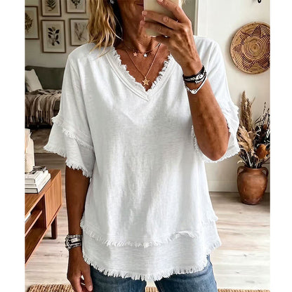 🧥 Women's V-Neck Casual Short Sleeve Top