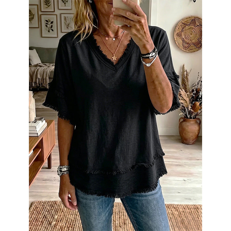 🧥 Women's V-Neck Casual Short Sleeve Top