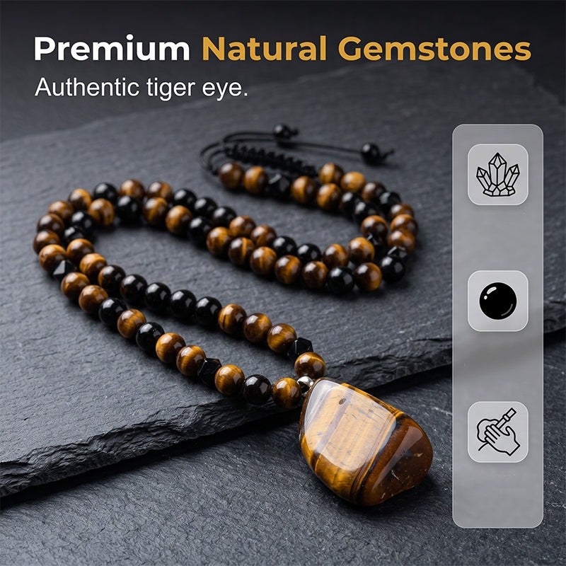 🔥50% OFF NOW|Men's Natural Tiger's‑Eye Beaded Necklace‑Stylish Energy Healing Stone Jewelry for Daily & Gift‑Giving