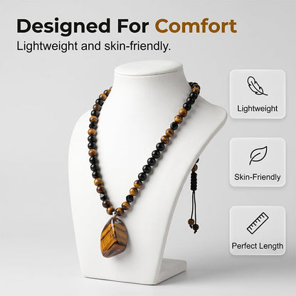🔥50% OFF NOW|Men's Natural Tiger's‑Eye Beaded Necklace‑Stylish Energy Healing Stone Jewelry for Daily & Gift‑Giving