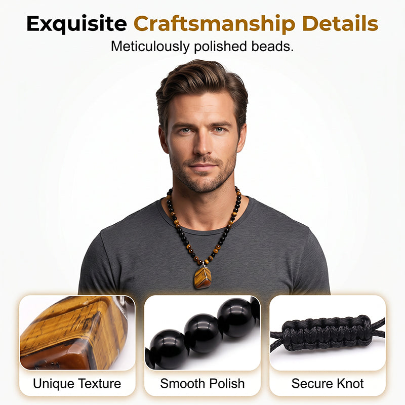 🔥50% OFF NOW|Men's Natural Tiger's‑Eye Beaded Necklace‑Stylish Energy Healing Stone Jewelry for Daily & Gift‑Giving