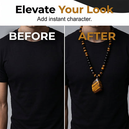 🔥50% OFF NOW|Men's Natural Tiger's‑Eye Beaded Necklace‑Stylish Energy Healing Stone Jewelry for Daily & Gift‑Giving