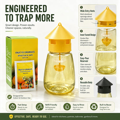 Hanging fly trap for indoor and outdoor use