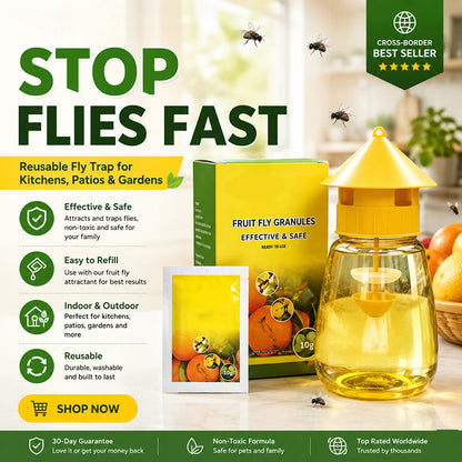Hanging fly trap for indoor and outdoor use