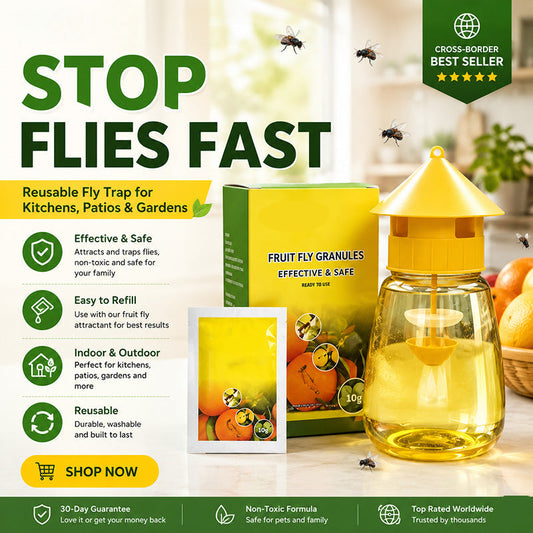 Hanging fly trap for indoor and outdoor use