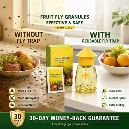 Hanging fly trap for indoor and outdoor use