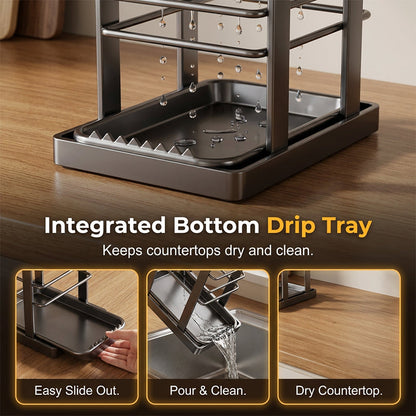 Reinforced metal kitchen knife holder — Built-in drip tray, so your kitchen is always dry and tidy 🔪🏠