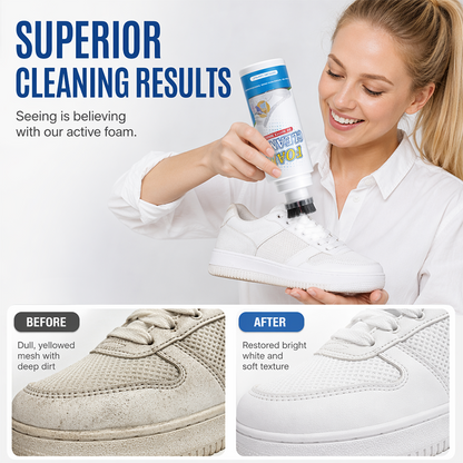 A rinse-off foam cleaner with a built-in brush head—a miracle cleaner for fabrics and furniture