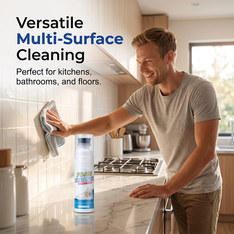 A rinse-off foam cleaner with a built-in brush head—a miracle cleaner for fabrics and furniture