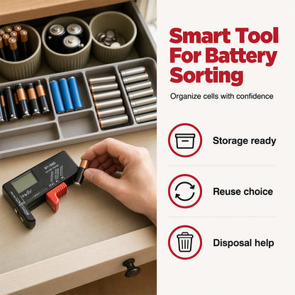 🥳2026 HOT SALE🥳💞50K+ SOLD!📊🔦 50% OFF! Digital Battery Checker – Large LCD display shows exact remaining power. Compact & portable – test before you toss! 🧪💪