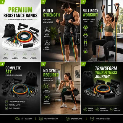 ⏳Oferta Especial por Tiempo Limitado⏰Construye el Cuerpo de Tus Sueños Sin Ir al Gimnasio | Juego de Bandas de Resistencia Ajustables para Entrenamiento Corporal Completo en Cualquier Lugar