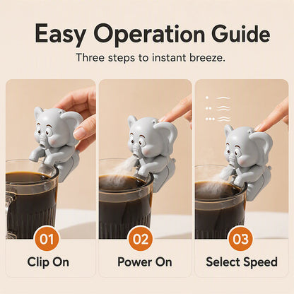 ⏳Limited-time 50% off！🌬️Naturally cools and protects your esophagus！🐘Cute Pet Cup Hanging Mini Fan🐘🦖💨