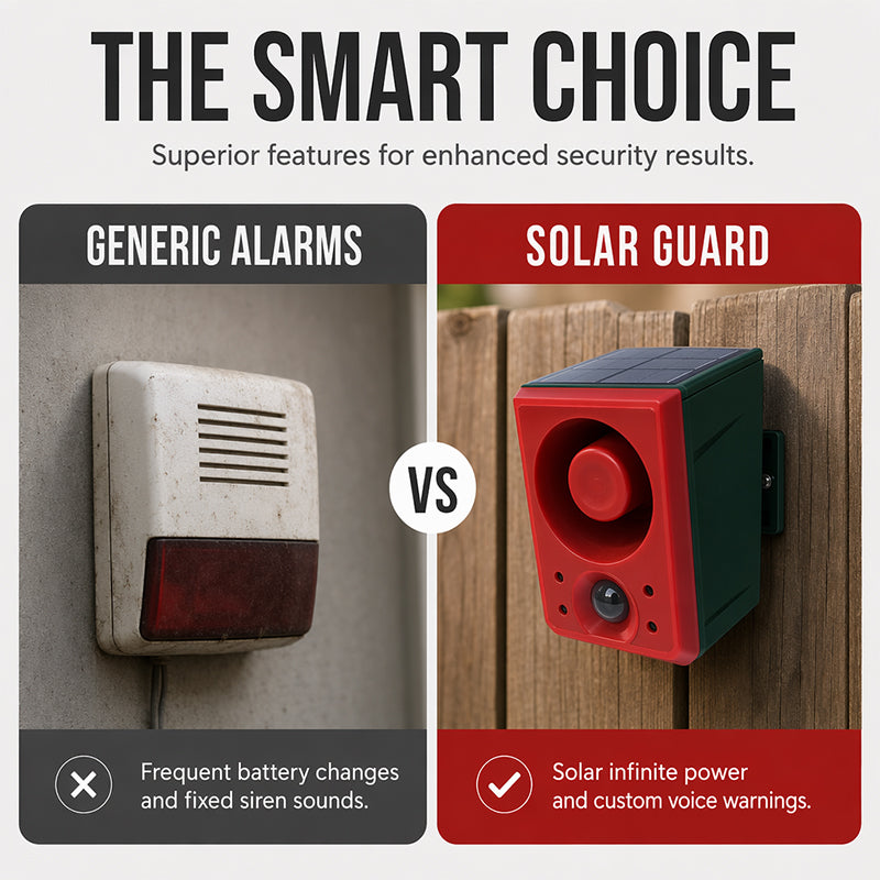 Solar Security Light with Motion Alarm – Waterproof, Loud Alert