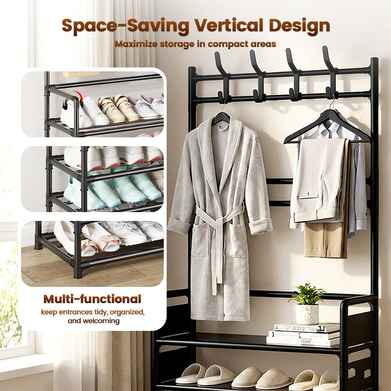 ⏳Time-Limited Special⏰ 3-in-1 Entryway Coat Rack and Shoe Storage Organizer, 4 or 5 Tiers