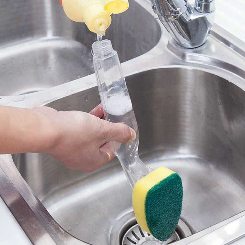 Soap Dispensing Sponge Brush with Detachable Handle
