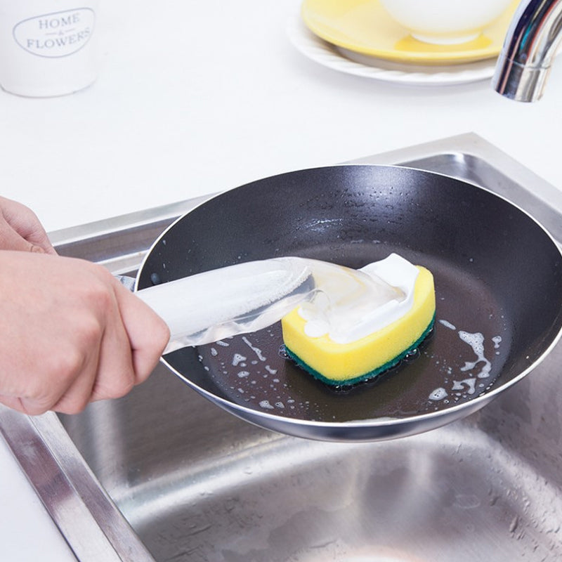Soap Dispensing Sponge Brush with Detachable Handle