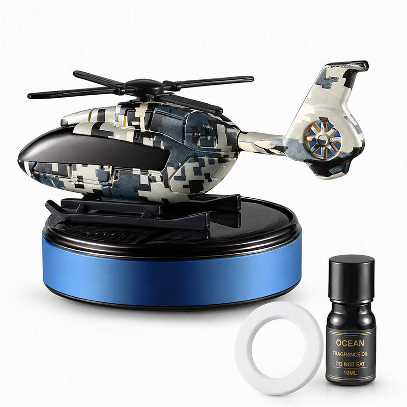 🚗Solar Helicopter Aromatherapy Diffuser – Spins in Light, Refillable Scent Pads, for Car & Home ✨🚁