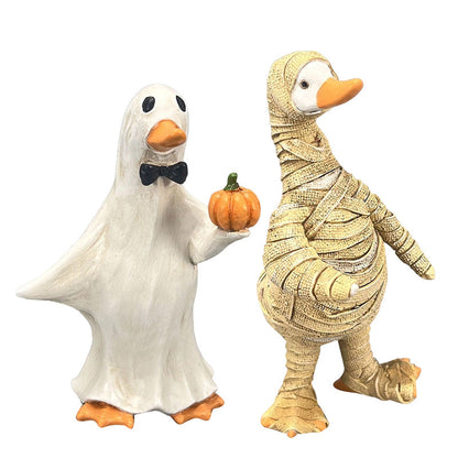 🎃BORING HALLOWEEN DECOR?🎃 Spooky Duck Set – Hand-Painted, 5 Characters, Weather-Resistant – For Shelves, Desks & Outdoors! 🦇