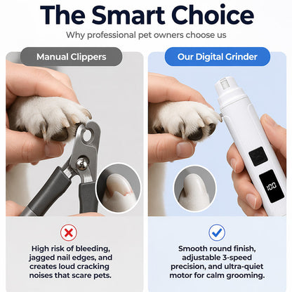 🥳2026 HOT SALE🥳💞50K+ SOLD!🐶💨 50% OFF! Electric Pet Nail Grinder – Whisper‑quiet, 3‑step gentle grinding. LED power display & USB‑C rechargeable – stress‑free grooming for dogs & cats! 🛡️✨