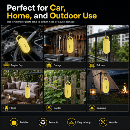 📢📢57% OFF !! ⏰Portable Ultrasonic Pest Repeller with Hanging Hook for Car