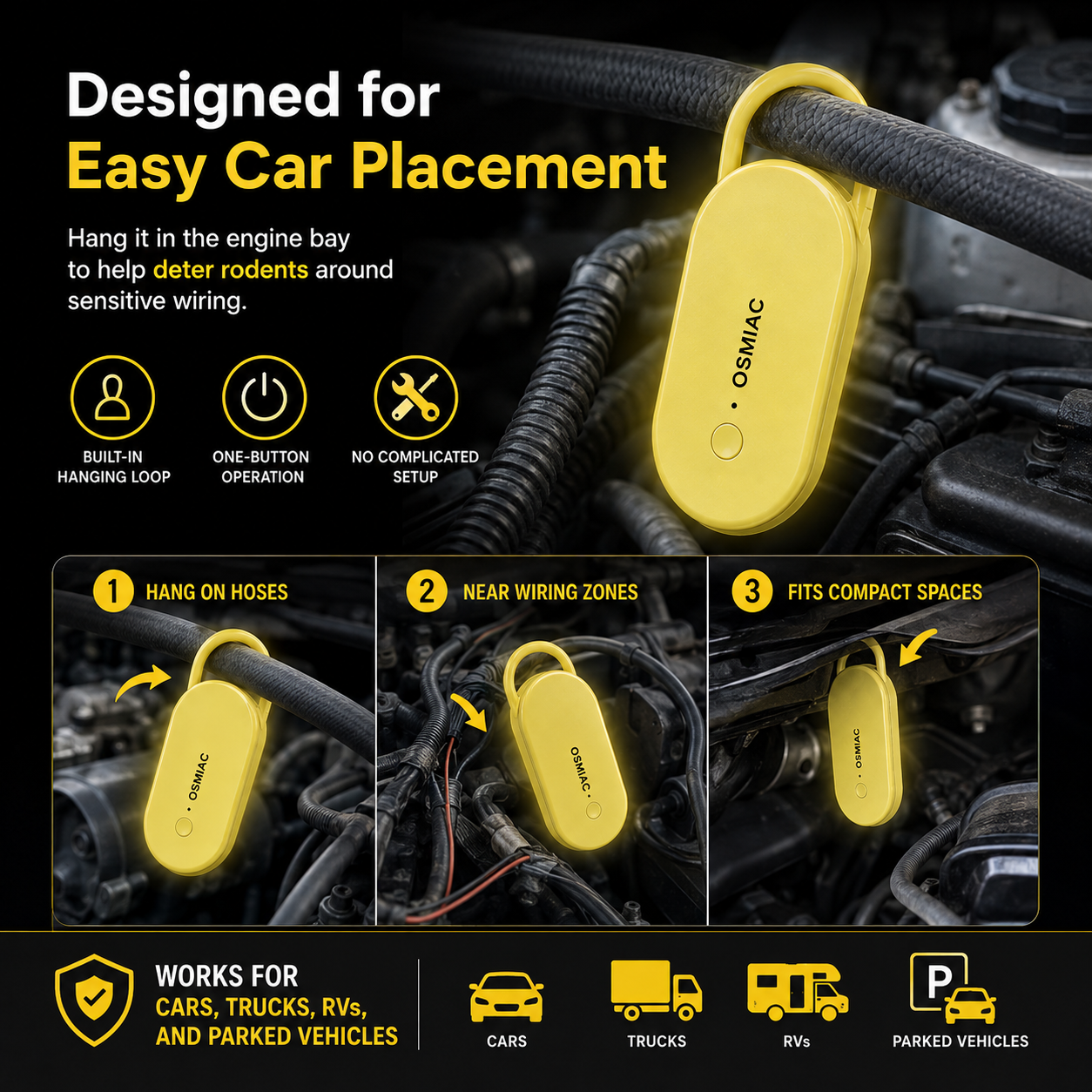 📢📢57% OFF !! ⏰Portable Ultrasonic Pest Repeller with Hanging Hook for Car