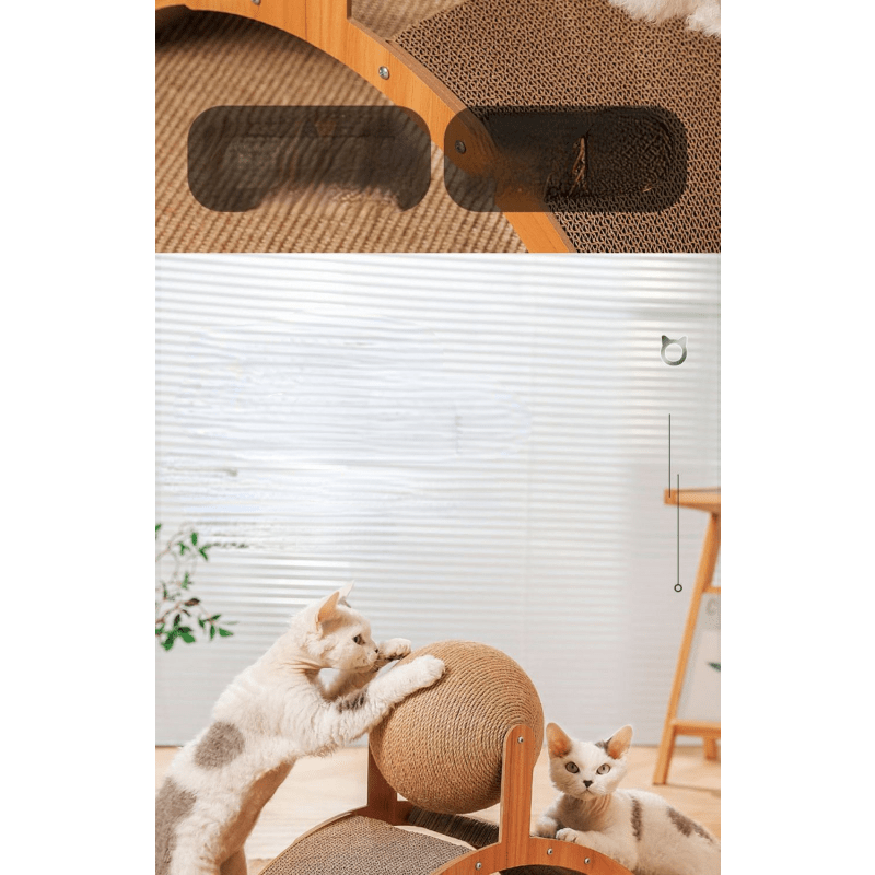 ⏳🔥LIMITED-TIME 50% OFF! ⏰Sisal Cat Scratcher Ball with Cardboard Pad, 2‑in‑1 Cat Scratching Toy, Durable Wooden Frame Cat Scratcher for Indoor Cats, Protect Home Furniture from Cat Claw Damage