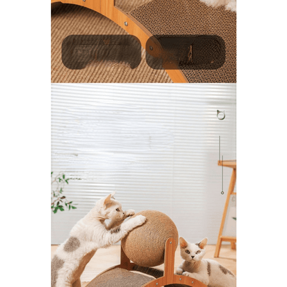 ⏳🔥LIMITED-TIME 50% OFF! ⏰Sisal Cat Scratcher Ball with Cardboard Pad, 2‑in‑1 Cat Scratching Toy, Durable Wooden Frame Cat Scratcher for Indoor Cats, Protect Home Furniture from Cat Claw Damage