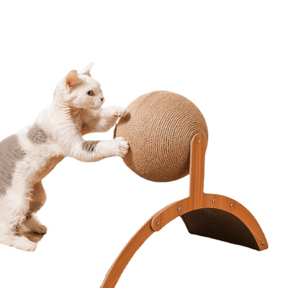 ⏳🔥LIMITED-TIME 50% OFF! ⏰Sisal Cat Scratcher Ball with Cardboard Pad, 2‑in‑1 Cat Scratching Toy, Durable Wooden Frame Cat Scratcher for Indoor Cats, Protect Home Furniture from Cat Claw Damage