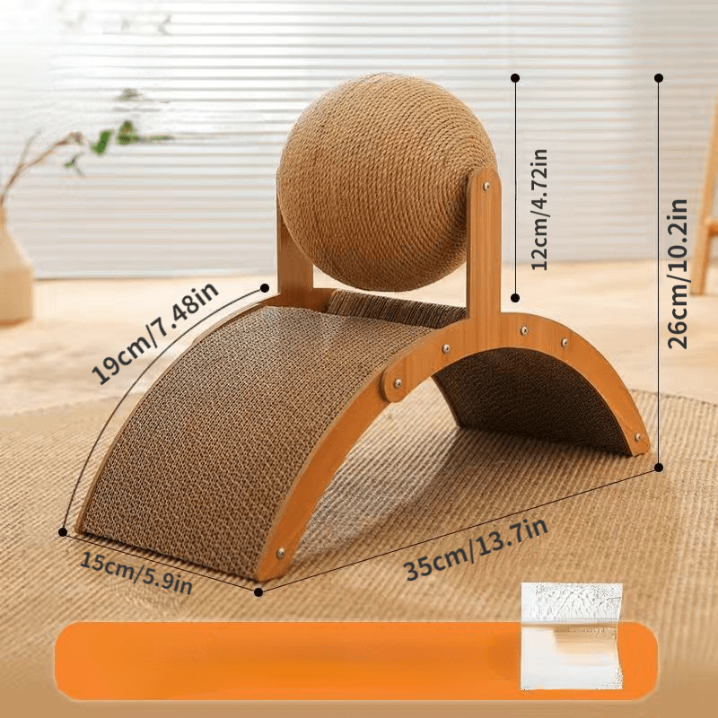 ⏳🔥LIMITED-TIME 50% OFF! ⏰Sisal Cat Scratcher Ball with Cardboard Pad, 2‑in‑1 Cat Scratching Toy, Durable Wooden Frame Cat Scratcher for Indoor Cats, Protect Home Furniture from Cat Claw Damage