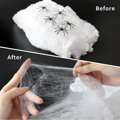 Halloween Scary Party Decoration Spiders & Stretchy Cobweb
