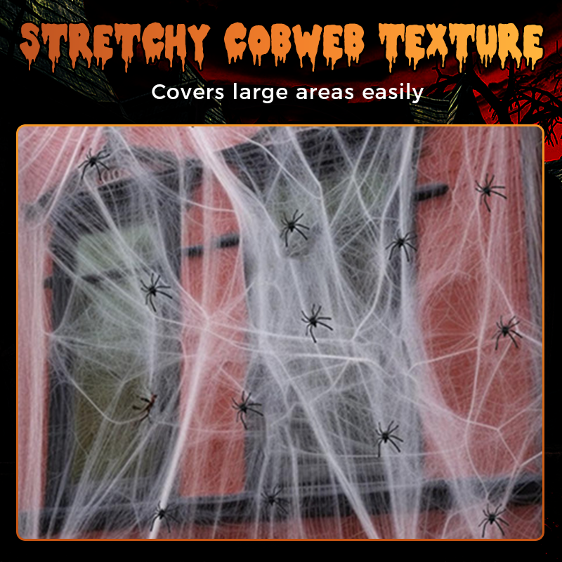 Halloween Scary Party Decoration Spiders & Stretchy Cobweb