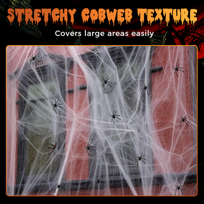 Halloween Scary Party Decoration Spiders & Stretchy Cobweb