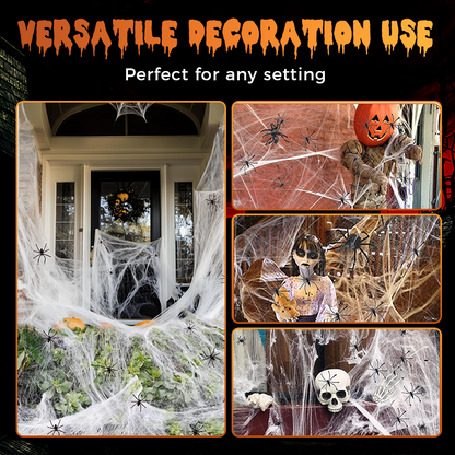 Halloween Scary Party Decoration Spiders & Stretchy Cobweb