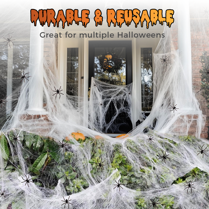 Halloween Scary Party Decoration Spiders & Stretchy Cobweb